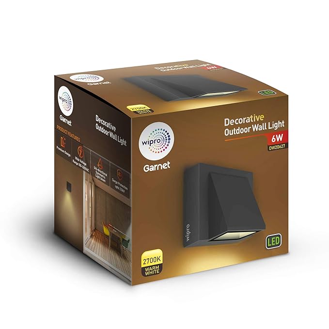 Wipro Garnet 6W IP54 LED Wall Light27K