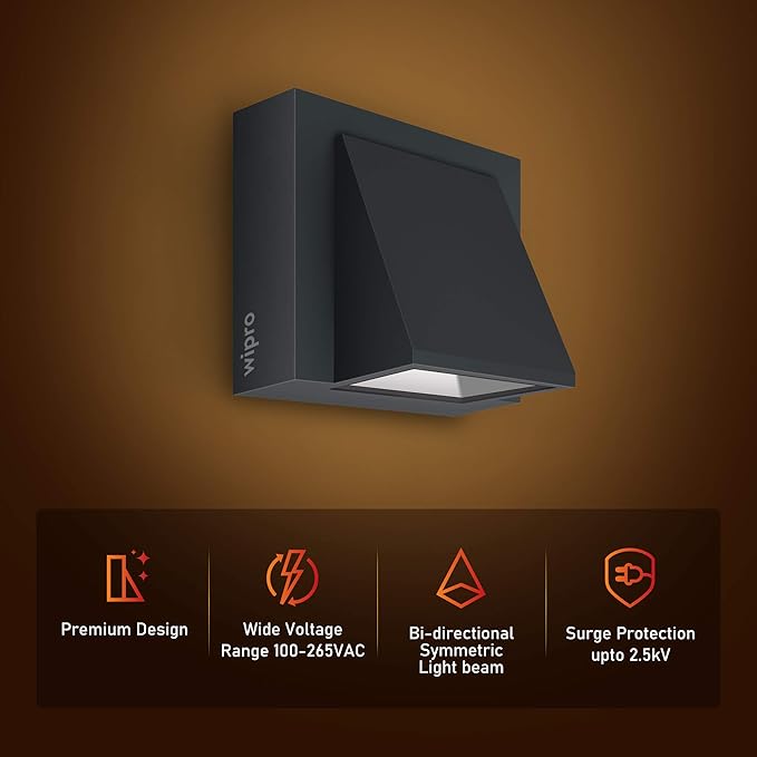 Wipro Garnet 6W IP54 LED Wall Light27K