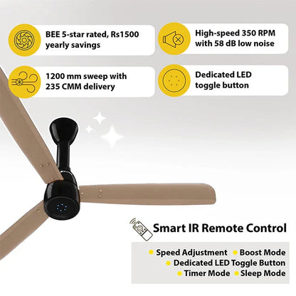Atomberg Renesa Prime Crest 1200mm BLDC Ceiling Fan with Remote