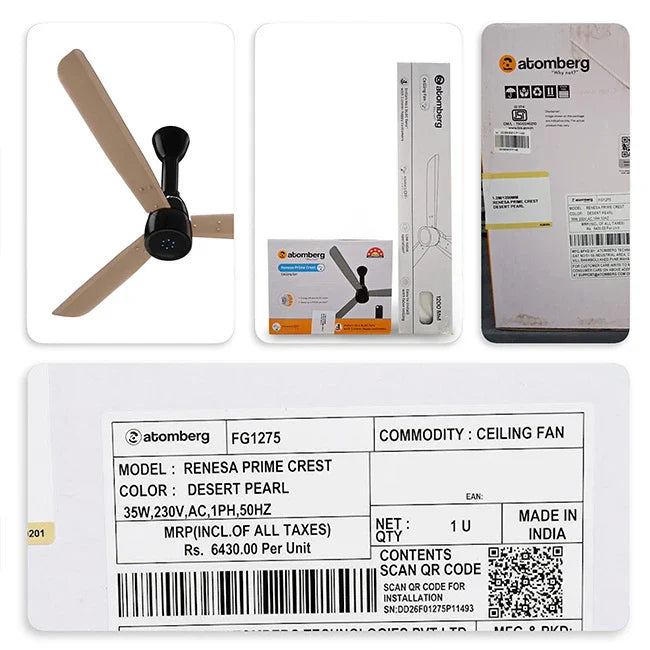 Atomberg Renesa Prime Crest 1200mm BLDC Ceiling Fan with Remote
