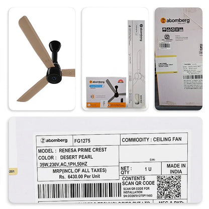 Atomberg Renesa Prime Crest 1200mm BLDC Ceiling Fan with Remote