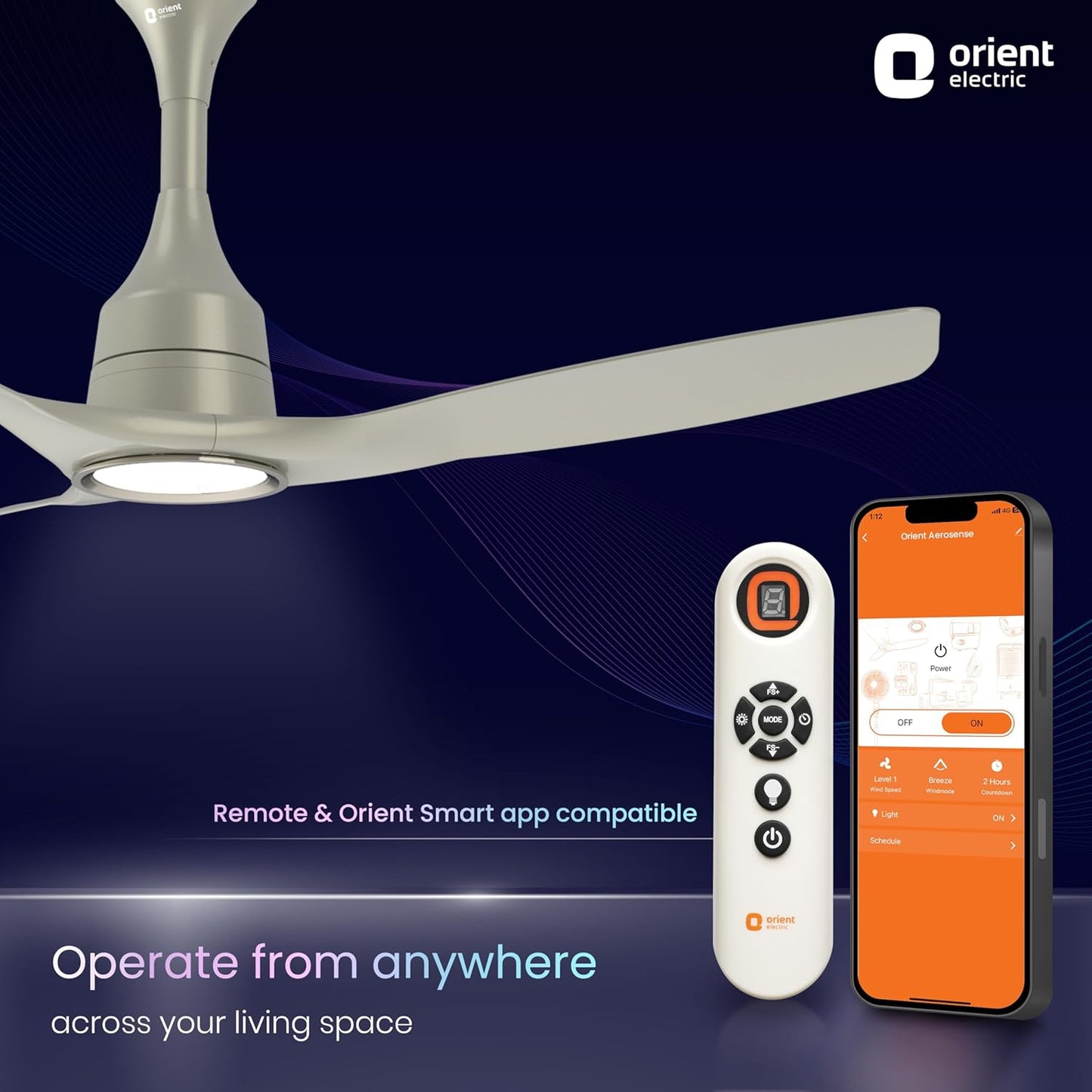 Orient Aerosense UNDERLIGHT BLDC Ceiling Fan