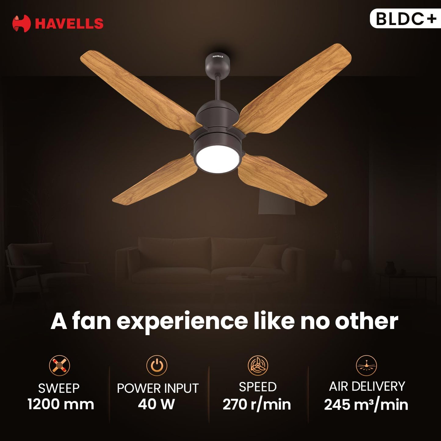 Havells 1200mm Momenta Underlight BLDC+ Ceiling Fan